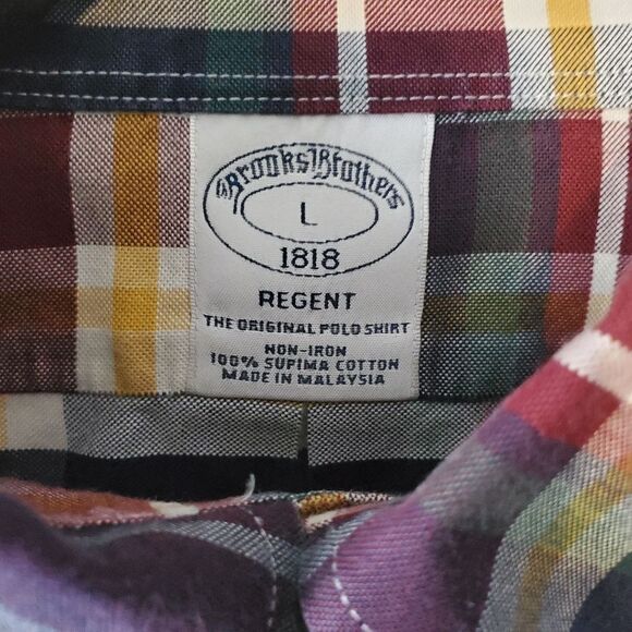Brooks Brothers Regent Multi Colored Plaid Men's L Button Down Long Sleeve Shirt - Picture 4 of 4